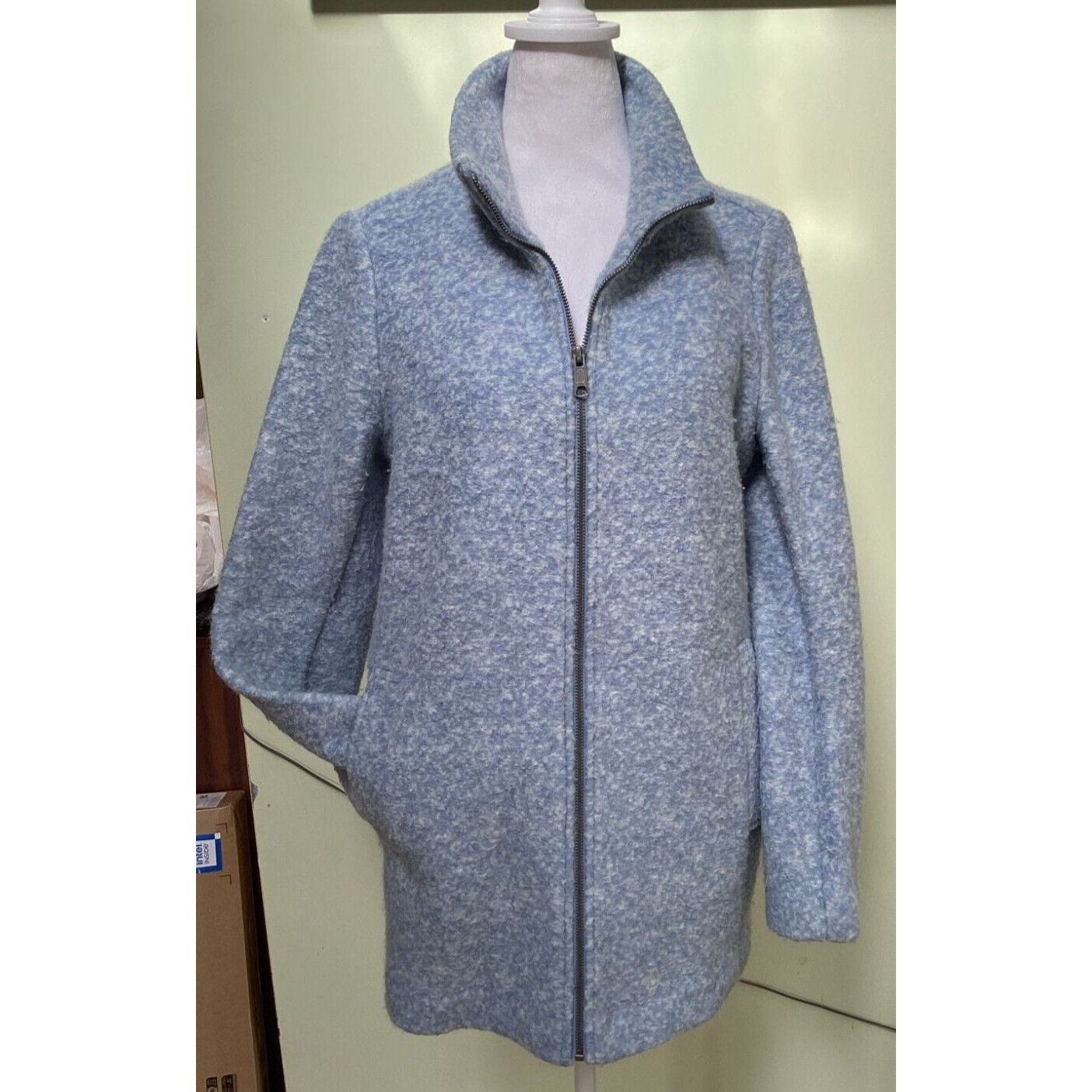 Banana Republic Women's Size S Blue Wool Blend Full Zip Jacket Pockets
